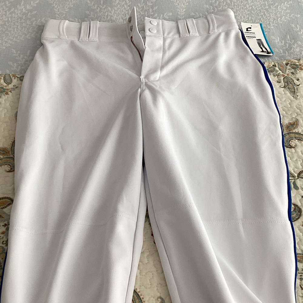 Elegant White Men's Dress Pants with Navy Detail